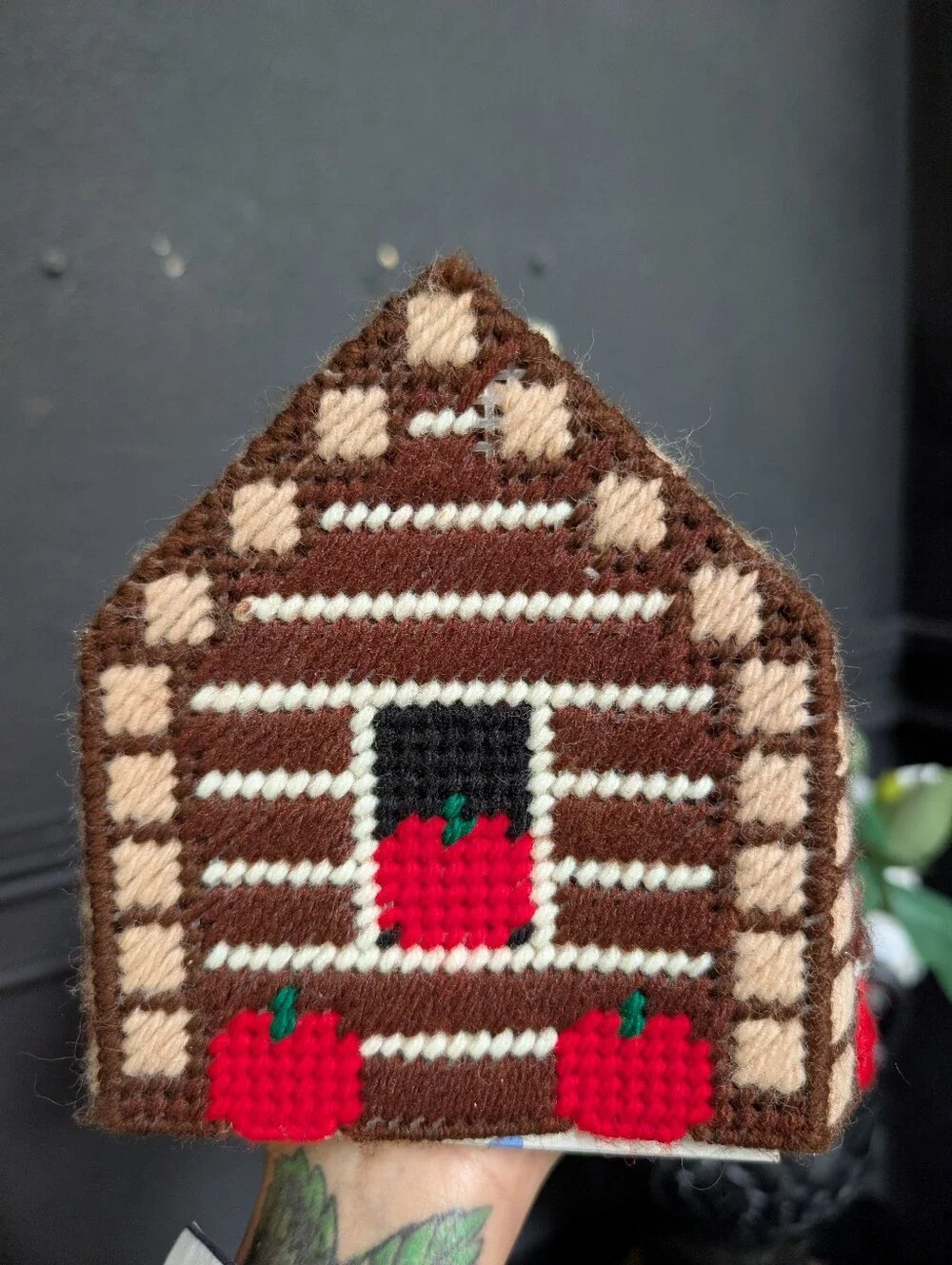 Adorable! Handmade Yarn Log Cabin Style Tissue Topper, 10